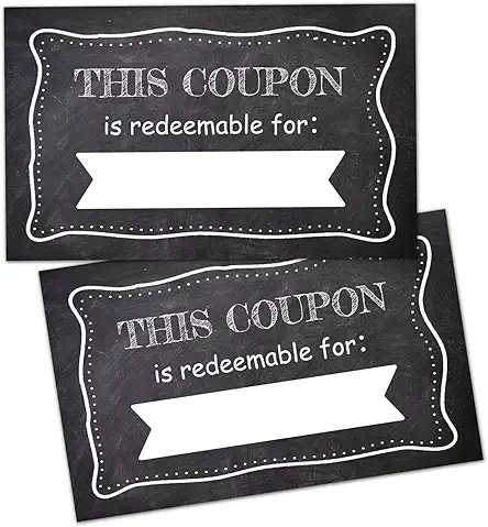 50 Coupon Cards, Chalk Blank Gift Certificates Redeem...