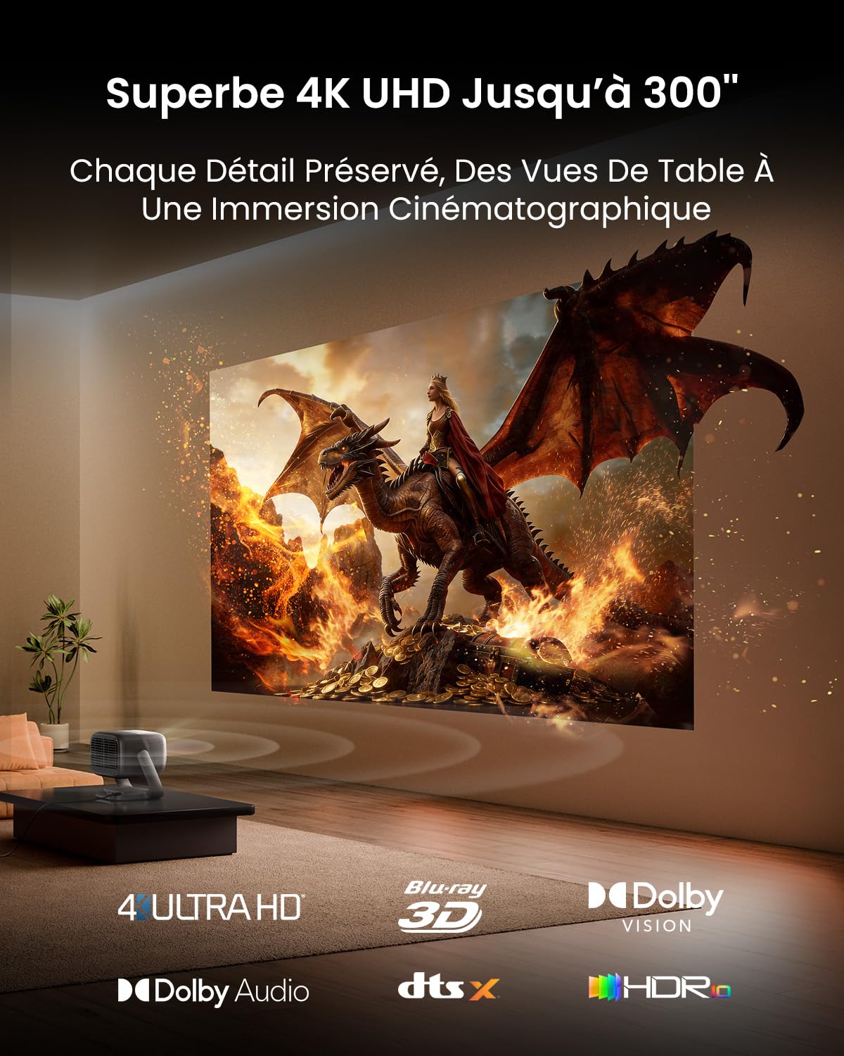 JMGO N3 Ultimate Videoprojecteur 4K Triple Laser, 5800 LM ISO, DTS-X 25W