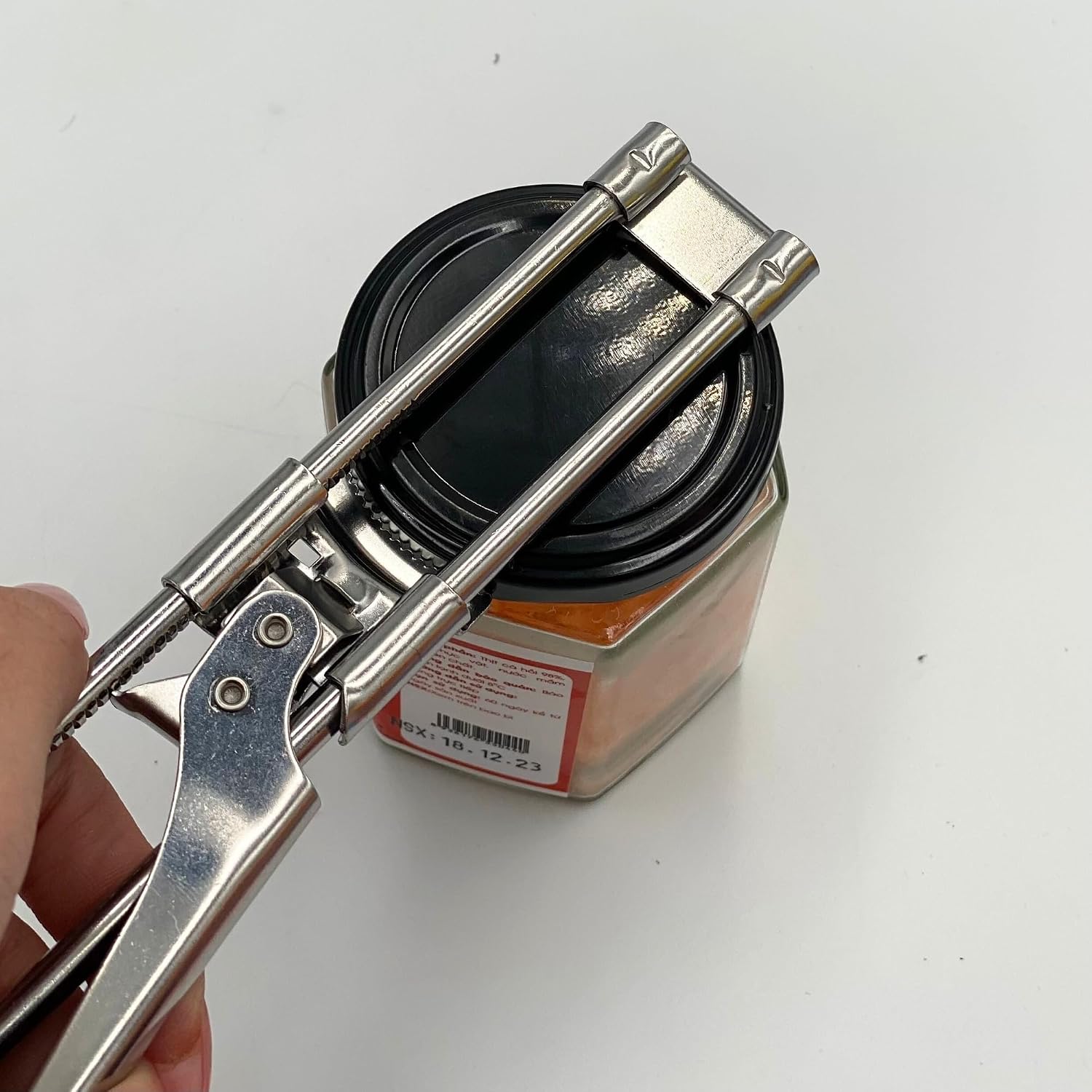 Jar, Bottle, Can Lid Openers - Adjustable Multifunctional, Stainless Steel Manual Cap Grip Remover for Canning Top, A Kitchen Tool for Seniors, Weak Hands, Vintage Old School Life Hack Gadgets, White