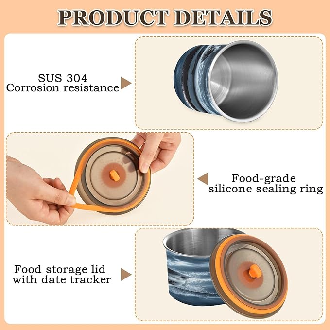 ALAZA Fierce Shark Ocean Coffee Canister 17oz - Acero Inoxidable miniatura 6