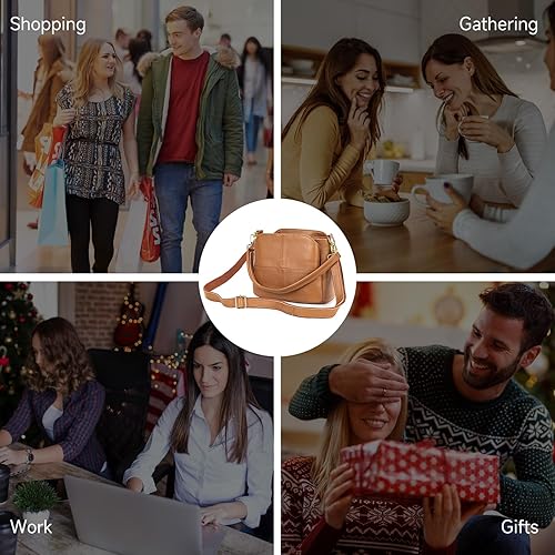 Miniatura 8 de Bolso de hombro de cuero genuino para mujer, bolso cruzado pequeño, bolso mini casual hobo señora bolsos y monederos de mensajero