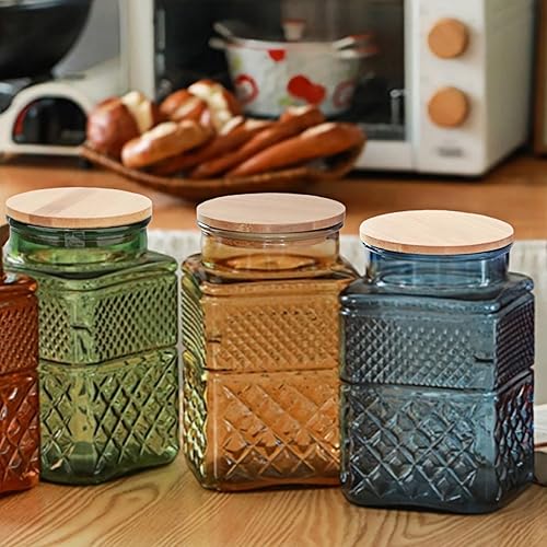 Miniatura 5 de Recipiente cuadrado de vidrio de 61 onzas, tarro de caramelo con tapa, recipiente de almacenamiento de alimentos de vidrio para café molido, té,