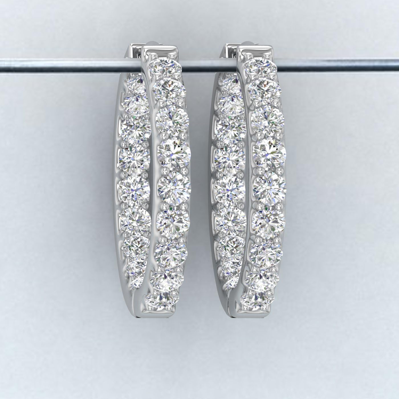 2 to 4 Carat (ctw) inside-out Natural Diamond Hoop Earrings in 14K Gold - IGI Certified (SI1-SI2 Clarity)