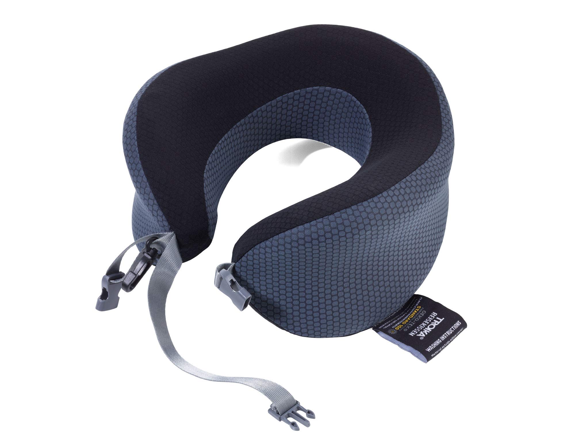TROIKA BBG61/GY - Cojín Cervical (poliéster, con Bolsa de compresión, Enrollable, Color Gris/Negro, indeformable), Color Gris y Negro