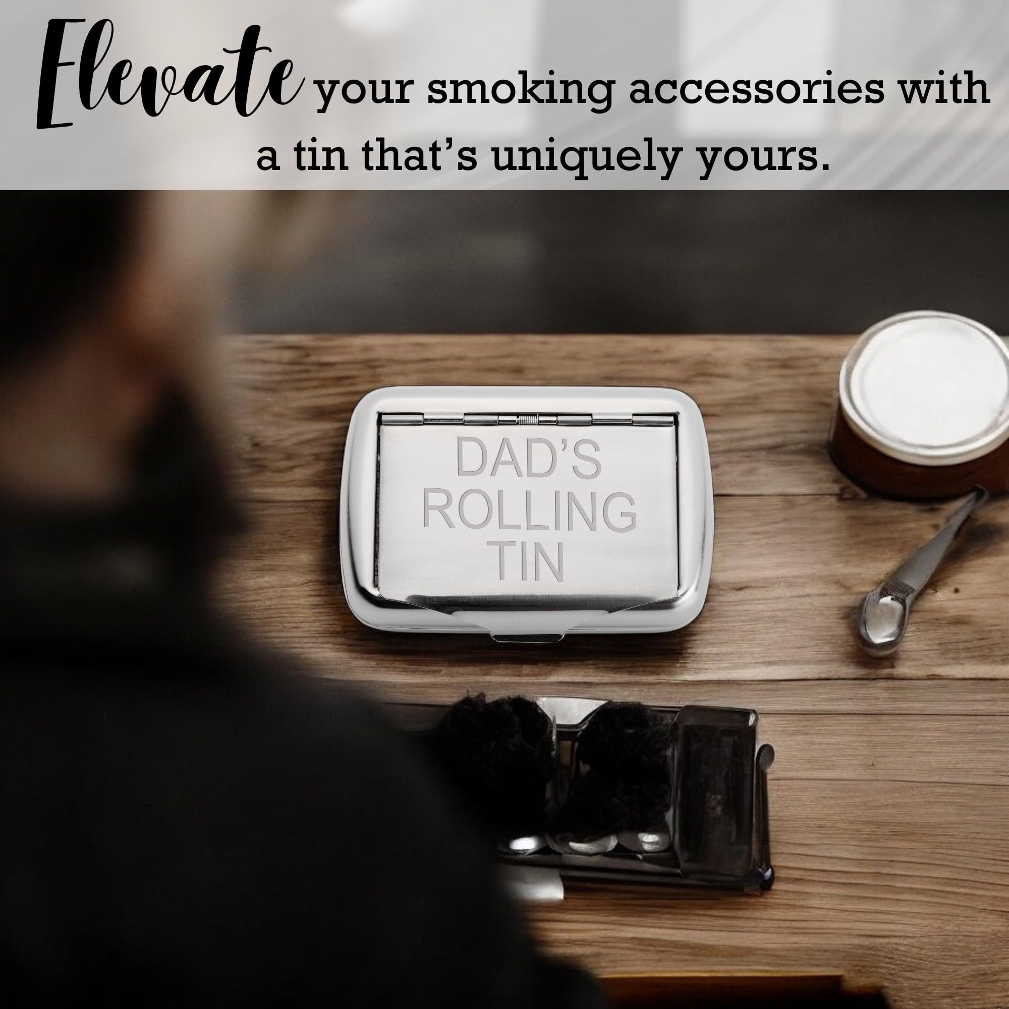 personalised tobacco tin amazon Personalised Silver Metal Tobacco Tin with Rolling Papers Holder – Engraved  Custom Smoking Box