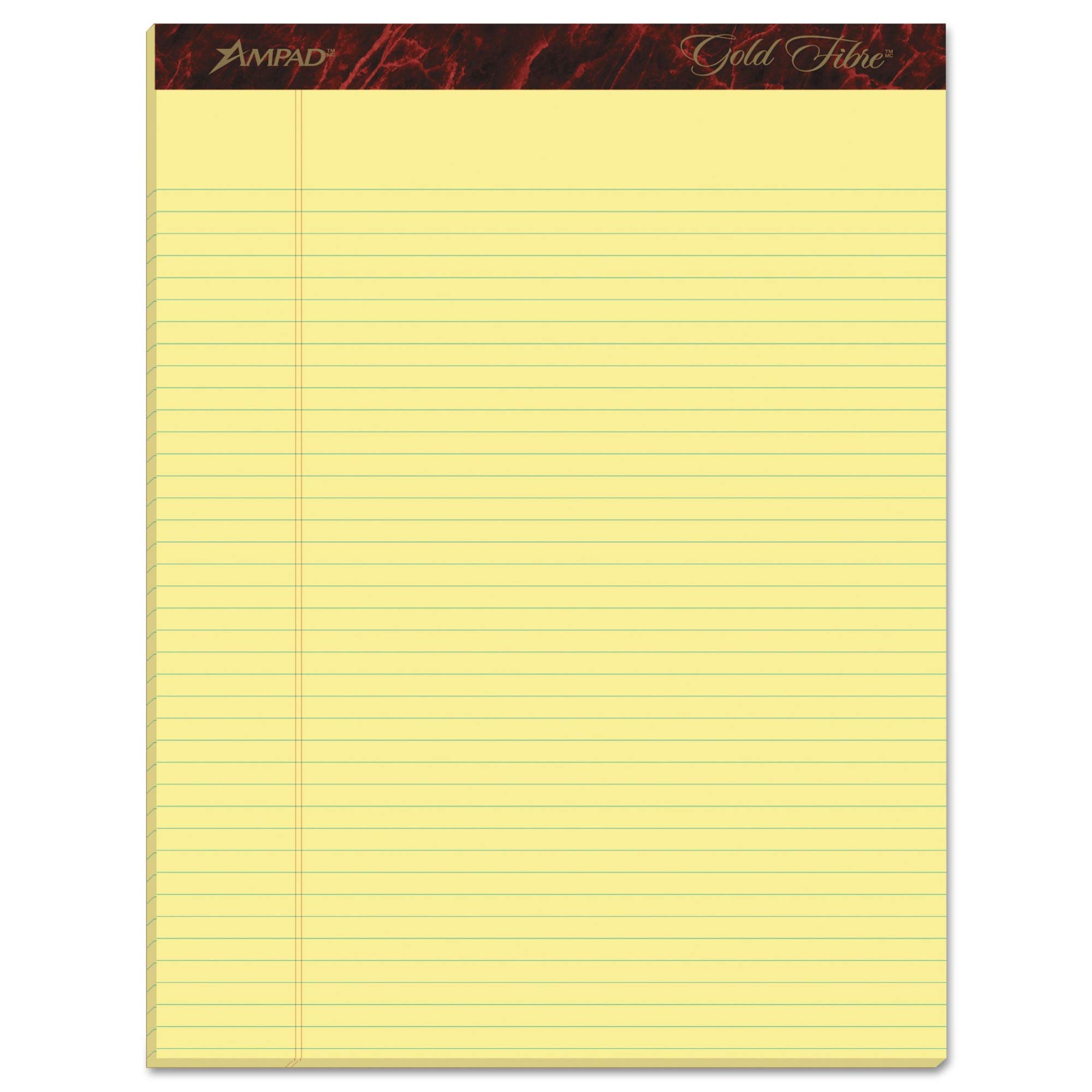 Gold Fibre Writing Pads Legal Wide Rule Ltr White 50-Sheet Pads Pack Dozen by Ampad