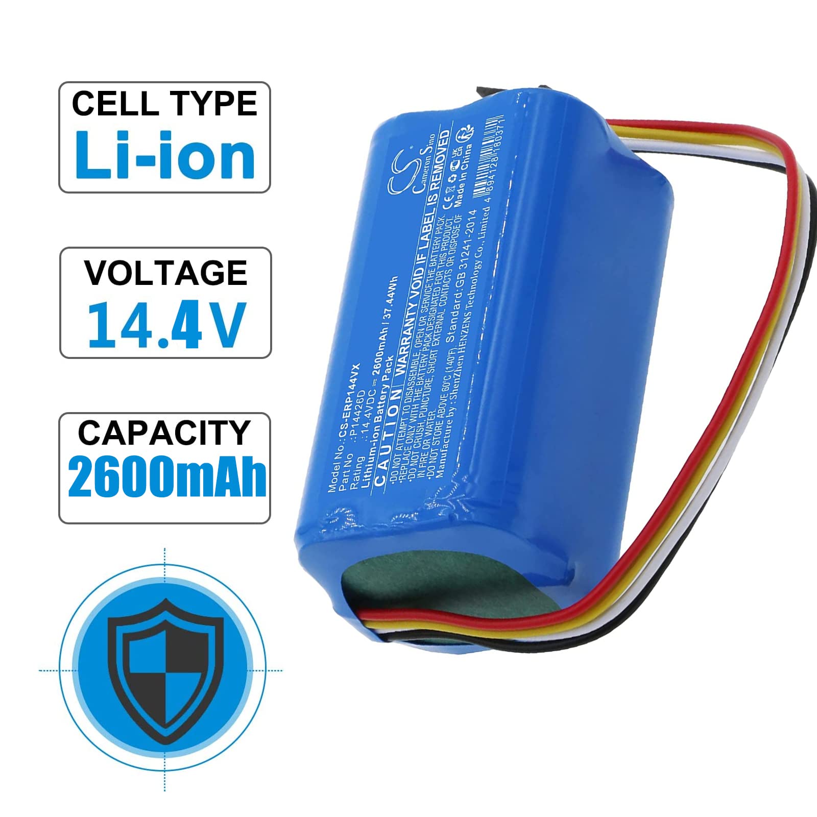 Batteria Di Ricambio 2600 MAh 14.4V Per Eureka Groove E P14426D - Robot Aspirapolvere - Cameron Sino - Foto 5