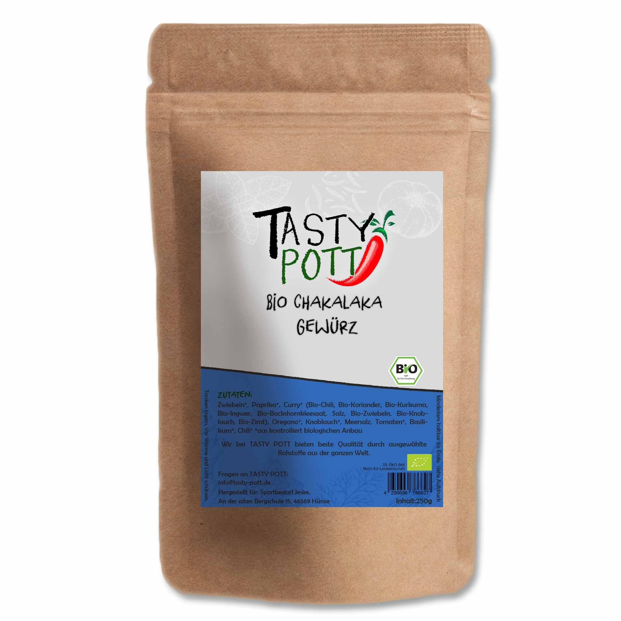 Tasty Pott Bio Chakalaka Gewürz 1000 Gramm | Würzen & Kochen | Braten & Grillen | Aromatisch Exotisch Besonders | Paprika Zwiebeln | Nachfüllbeutel Vorteilspackung | Bioqualität