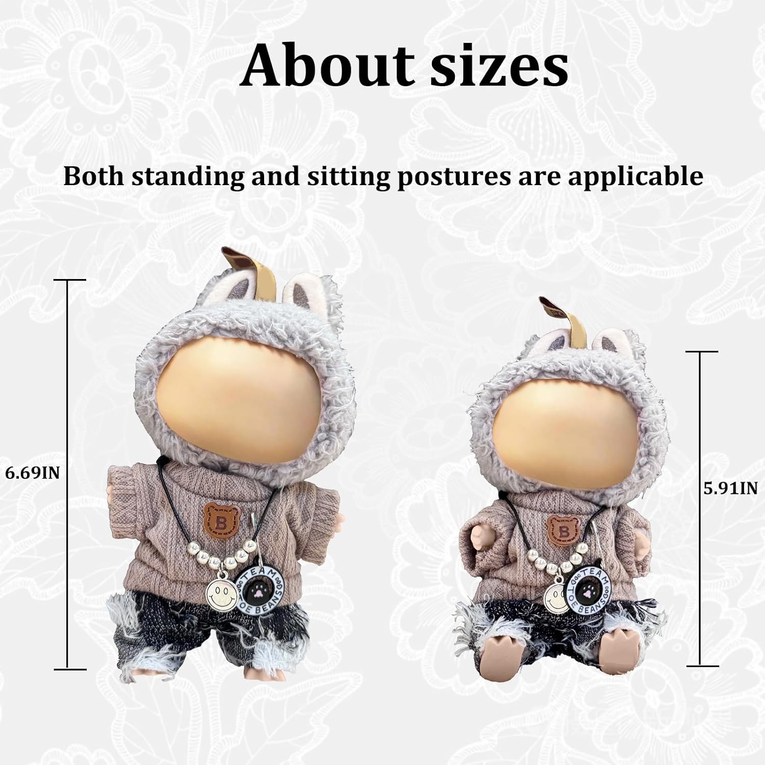 17cm Doll Clothes Set(NO Doll), for Labubu Clothes, for Labubu Outfits - Cute Knit Sweater & Handcrafted Crochet Skirt, Premium Fashion Dresses, Soft Stretch Fabric Costume Accessories Suit