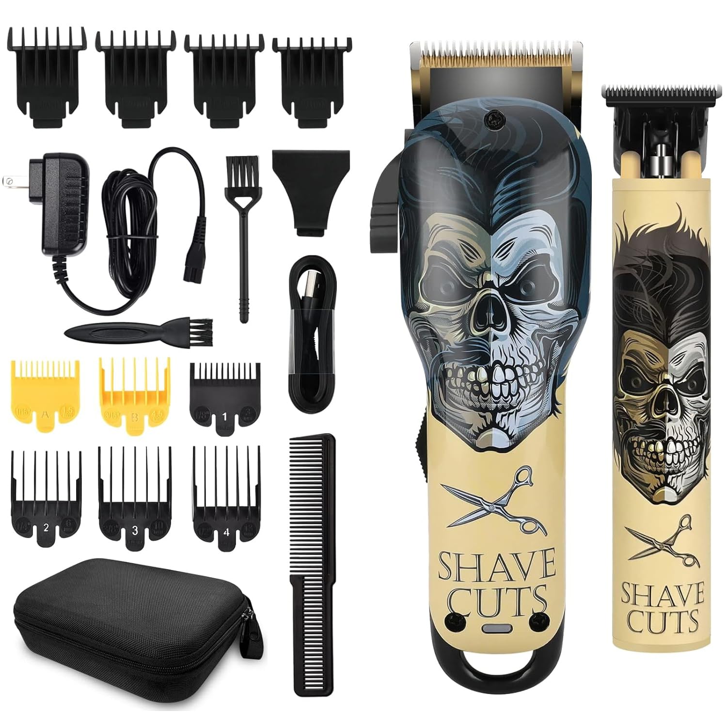 Professional Hair Clippers for Men, Professional Barber Clippers and Trimmer Set, Cordless Skull Hair Clipper Grooming Kit Gift for Men Women Kids -