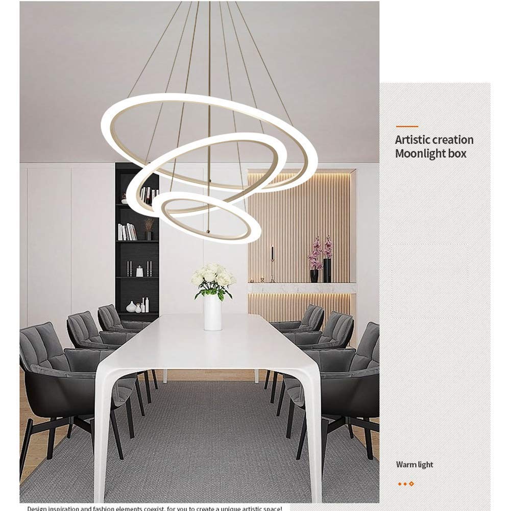 Żyrandol akrylowy Led, 3 pierścienie Oświetlenie wiszące Współczesny kolczyk Lampa wisząca Salon Sypialnia Wisiorek Oprawy oświetleniowe-biały D:30+50+70Cm interesting