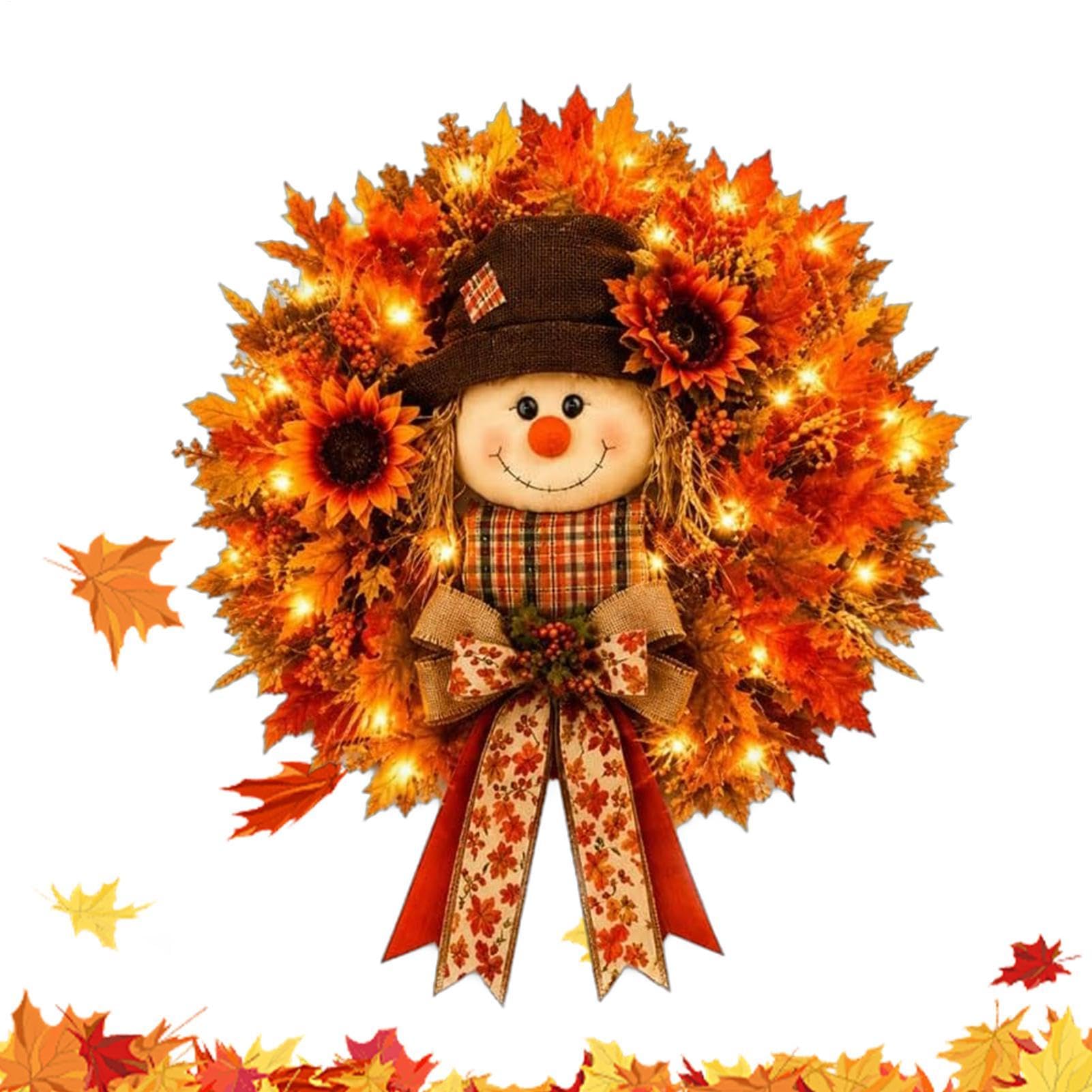 Ghirlanda Autunnale Per Porta di Casa Decorazione Con Spaventapasseri