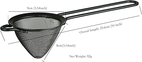 Miniatura 2 de Colador de cóctel de malla fina, acero inoxidable, mango largo, juego de 2 unidades (negro mate, juego de 2)