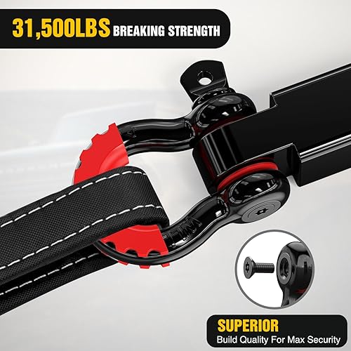 Miniatura 136 de Nilight Receptor de enganche de grillete de 2 pulgadas, 45000 libras, resistencia a la rotura, grillete de anillo en D de 3/4 pulgadas con pasador