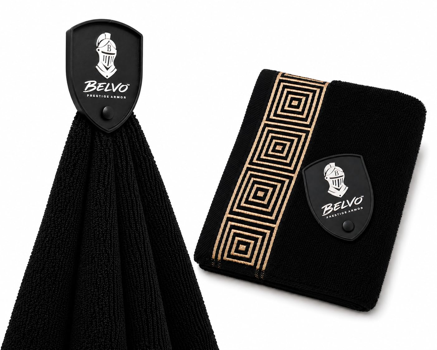 BELVO Premium Cotton Magnetic Towel for Gym, Badminton, Golf & Outdoor Sports | Ultra Absorbent Multi-Sport Sweat Towel with Heavy-Duty Magnet & Molded Silicone Logo Badge-image-3