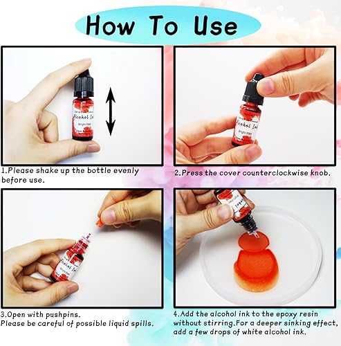 Miniatura 6 de Juego de tinta de alcohol  56 botellas de colores vibrantes de alta concentración a base de alcohol, tinte de color de pintura de resina epoxi