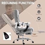 Vinsetto chaise de bureau de massage avec repose-pieds, chaise de jeu inclinable Velvet 6 Point de vibration, Hauteur réglable, Fonction d'inclinaison, Gris