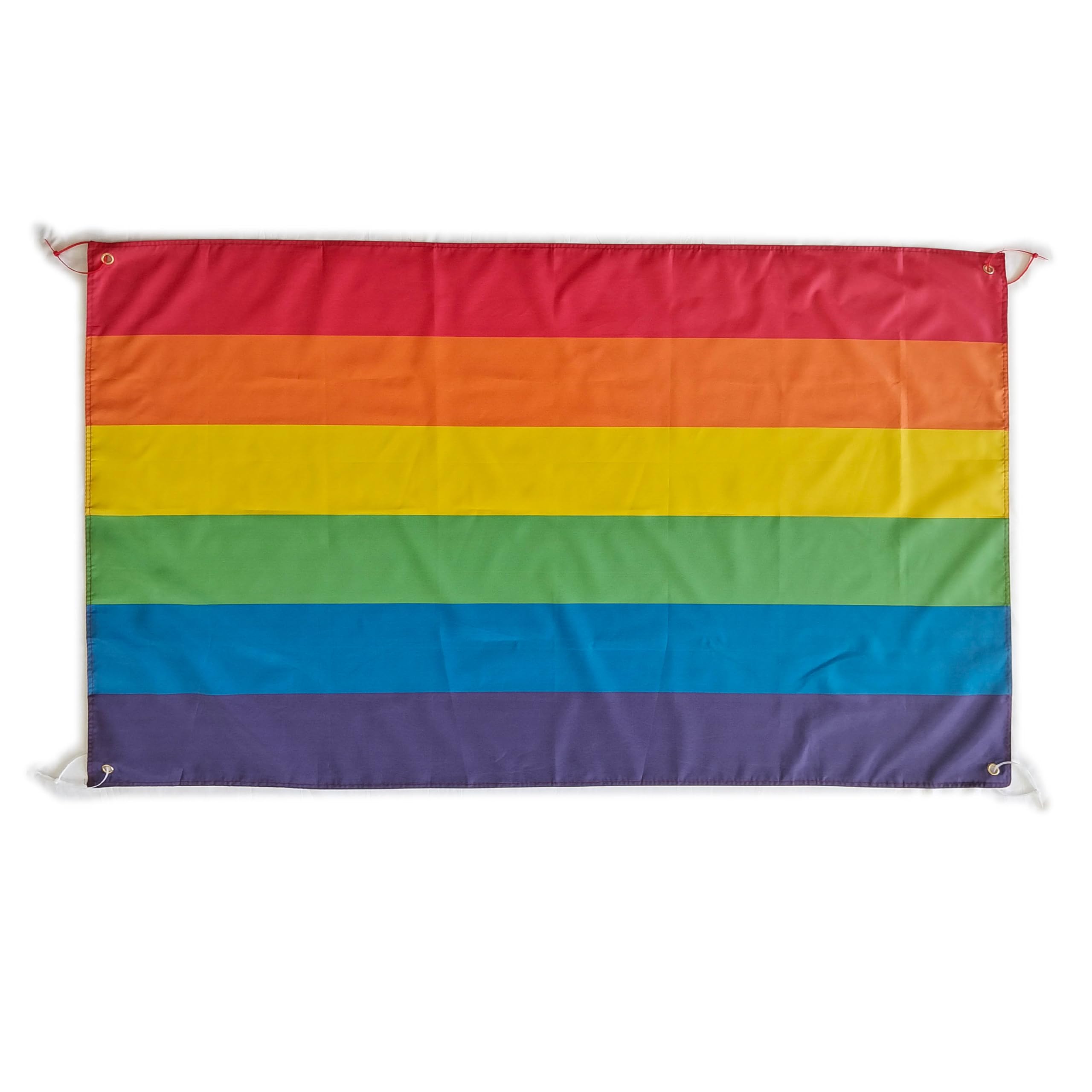Bandiera LGTB grande per interni o esterni, perfetta per orgoglio gay pride 4 occhielli e 4 fascette