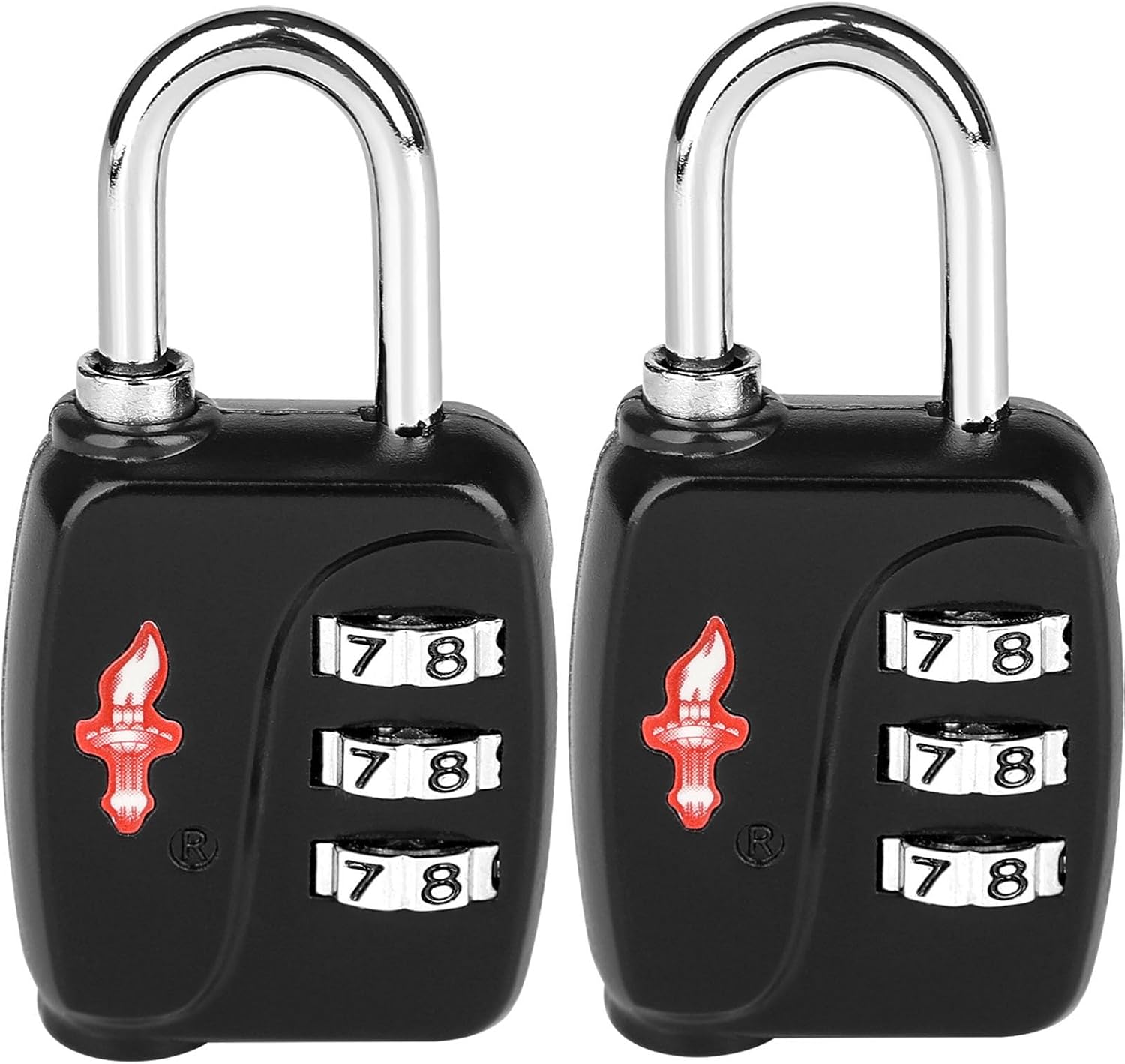 Safe Skies 3-Digit TSA Lock 4-Pack Black – Easy Set for Luggage | 2/4/6 pack. 3-digit resettable. TSA Safe Skies recognized. Lightweight. 90-day warranty.