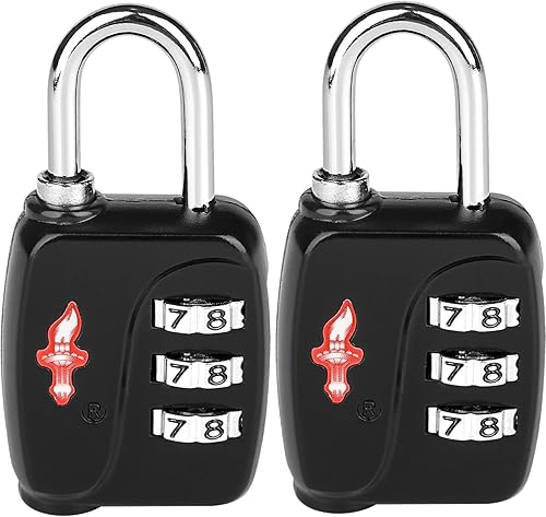 TSA Locks - Paquete de 2 cerraduras combinadas fáciles de recordar para niños y personas mayores, cerraduras de viaje de aleación de zinc para