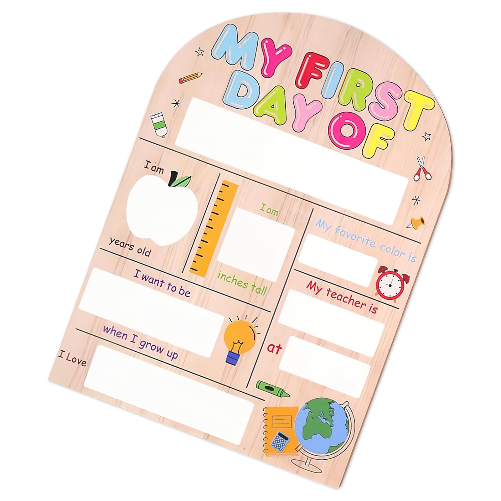 First Day of School Board Sign, Reusable Double-Sided Sign Wooden Chalkboard, First Day of School Chalkboard for Nursery, Kindergarten & Primary Personalized Photo Prop and Memory Board for Kids