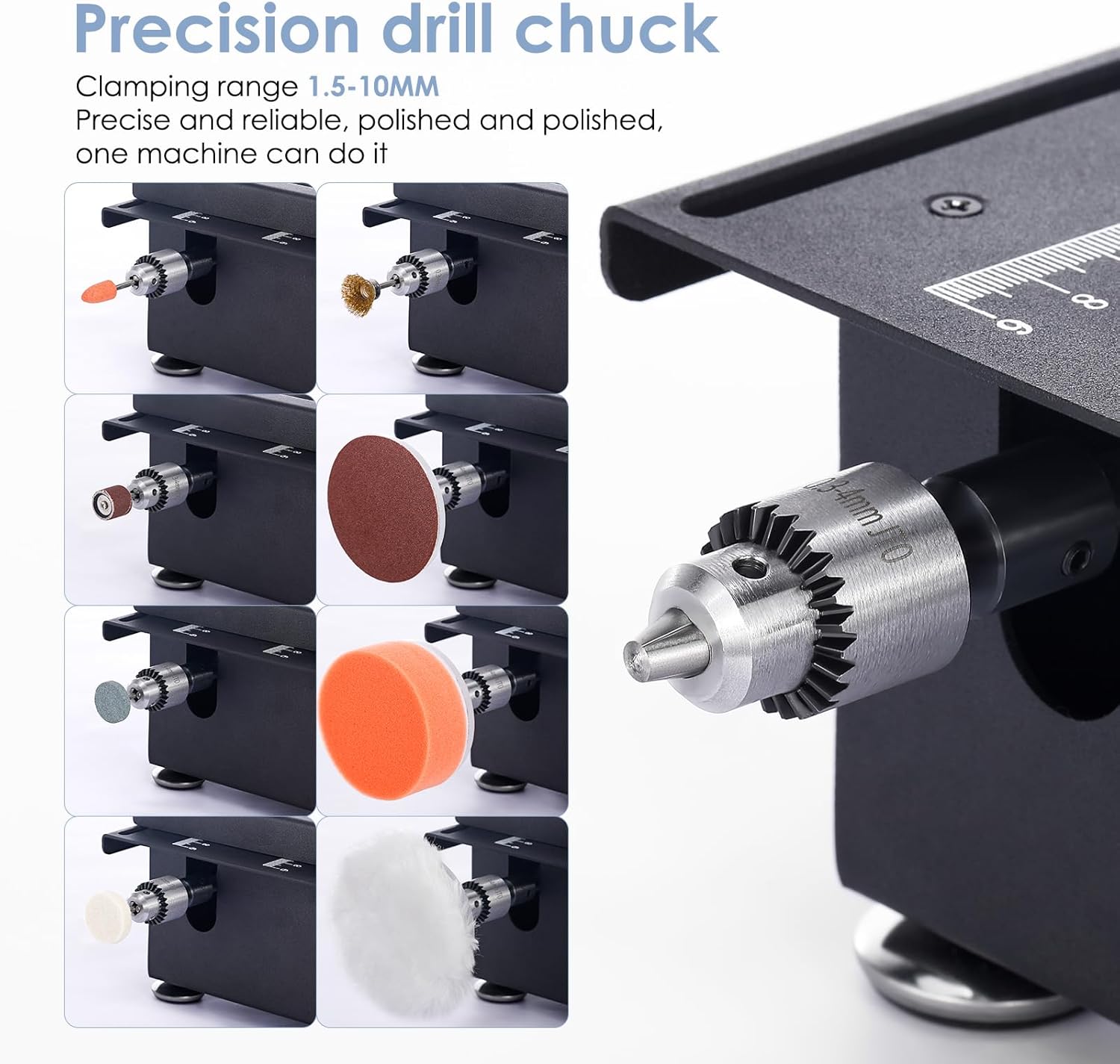 100W Multi-Functional Table Saw Mini Desktop Electric Saw Cutter Speed & Angle Adjustable 16MM Cutting Depth with Blade Flexible Shaft and More Accessories for Wood Plastic Acrylic Cutting