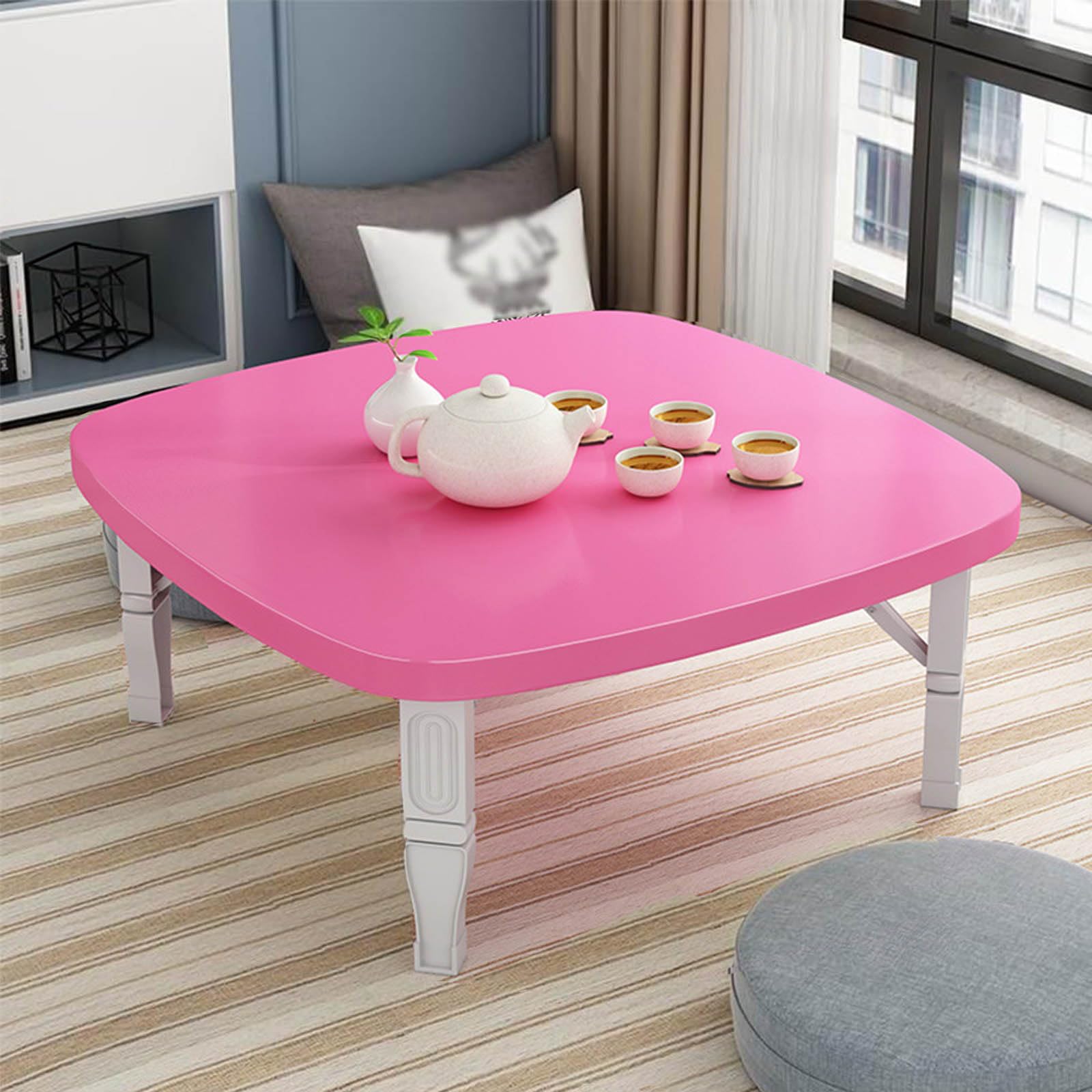 GHHVFEC Japanese Style Wooden Folding Coffee Table for Floor Sitting Portable Tea Table for Living Room or Outdoor Picnics (24x14inch)