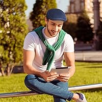 Vista 4 de Geyoga 6 Pieces Men's Mesh Flat Cap Breathable Summer Newsboy Hat Cabbie Flat Cap