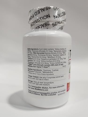 Miniatura 5 de MediNatura T-Relief Árnica extra fuerte +12 activos homeopáticos naturales para dolores musculares articulares y dolores para mujeres y hombres -