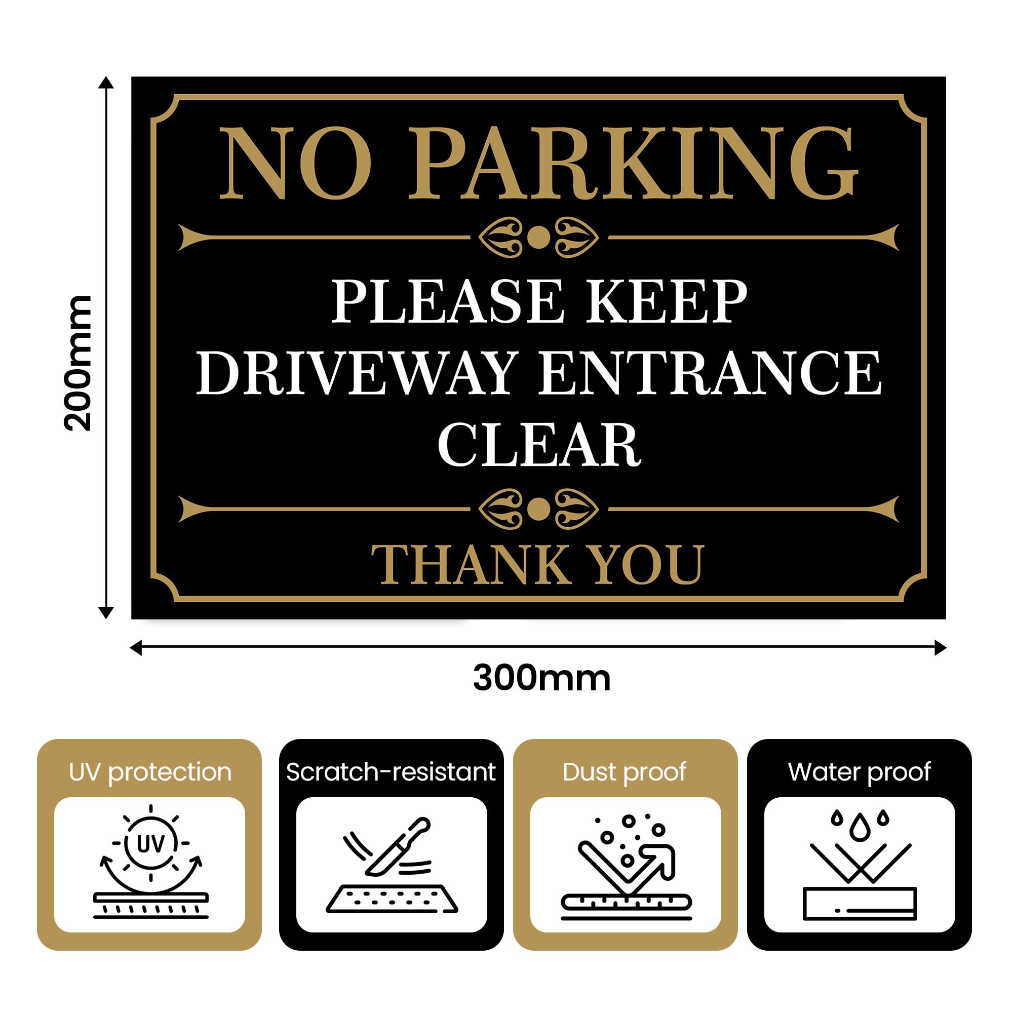RDLCAR No Parking Sign Keep Driveway Clear Sign 1mm PVC Polite Notice No Parking Sign 200 x 300mm Weatherproof No Parking Signs Driveway - Image 2