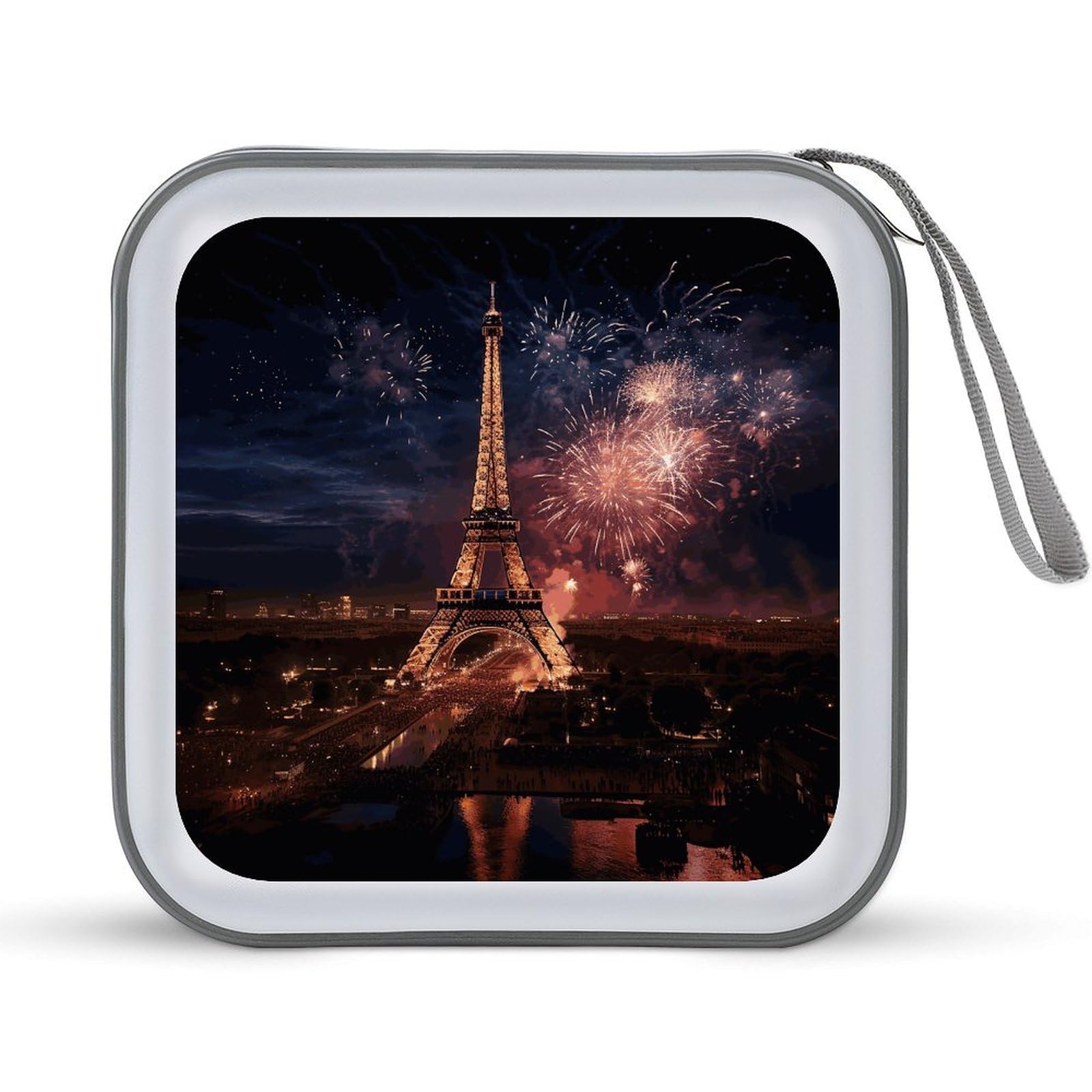 VstaDank Eiffel Tower Fireworks DVD Case 40 Capacity Protective Storage Organizer Binder Booklet Album Portable Disc Wallet Car CD Disc Holder Hard Plastic CD Case CD DVD Case Holder
