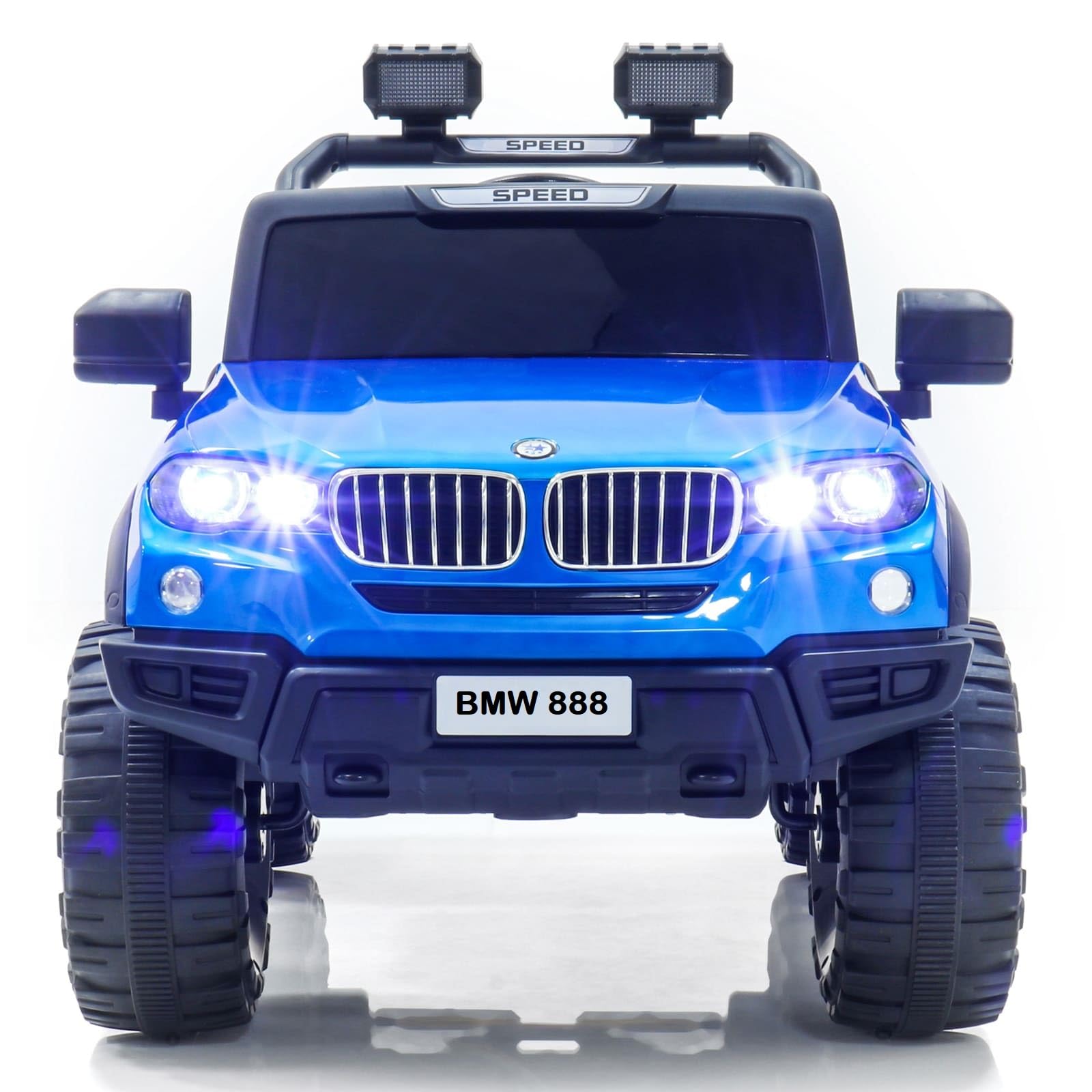 JN Creations 12V Battery Operated Ride On BMW 888 Jeep for Kids with Remote Control (Blue Painted)