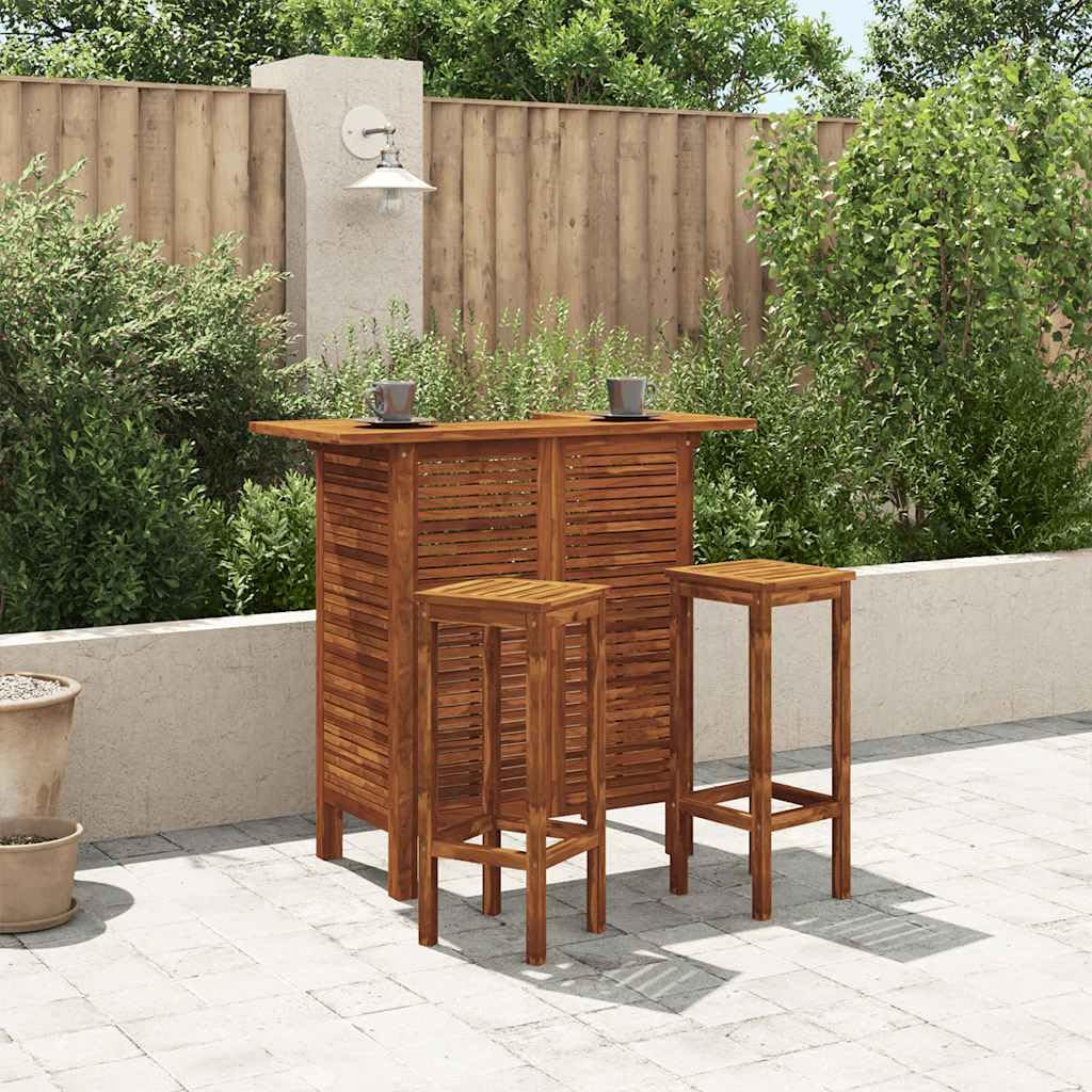 vidaXL Acacia Mesa Alta Bar Estantes Madera Mueble Bebidas Barra Jardín Casa