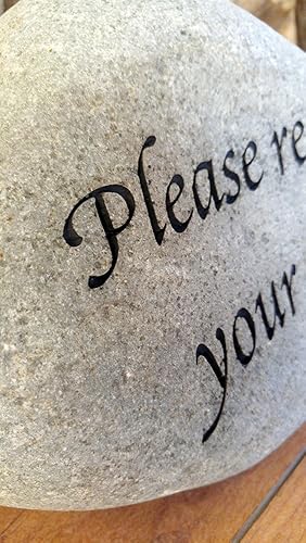 Miniatura 3 de Letrero de piedra grabada con texto en inglés "Please remove your shoes ", inspirador arenado, ideas de regalo únicas y hermosas, rocas naturales de
