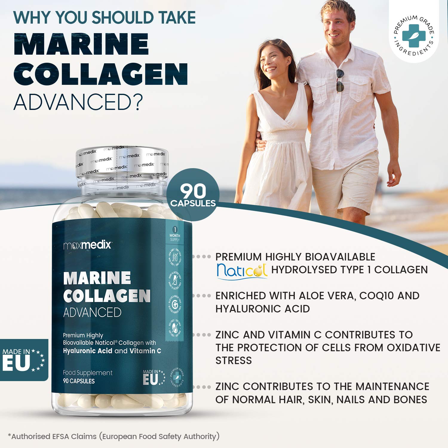 Marine Collagen Capsules 1545mg Hydrolysed Collagen Complex