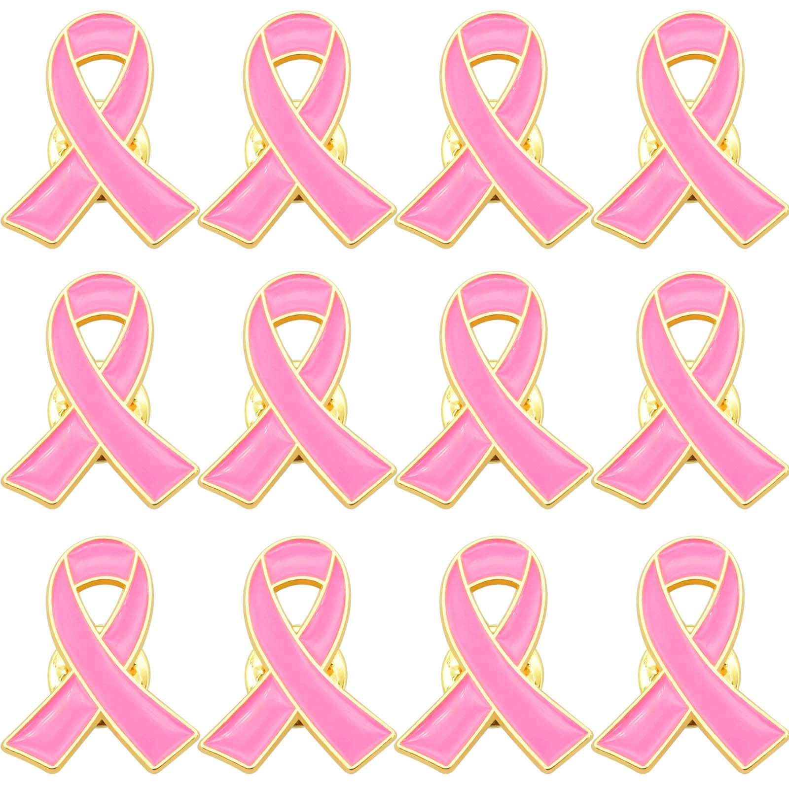 12 Pcs Breast Cancer Awareness Pins Breast Cancer Awareness Bulk Items Breast Cancer Survivor Charity Event Pink Ribbon Pins Gold