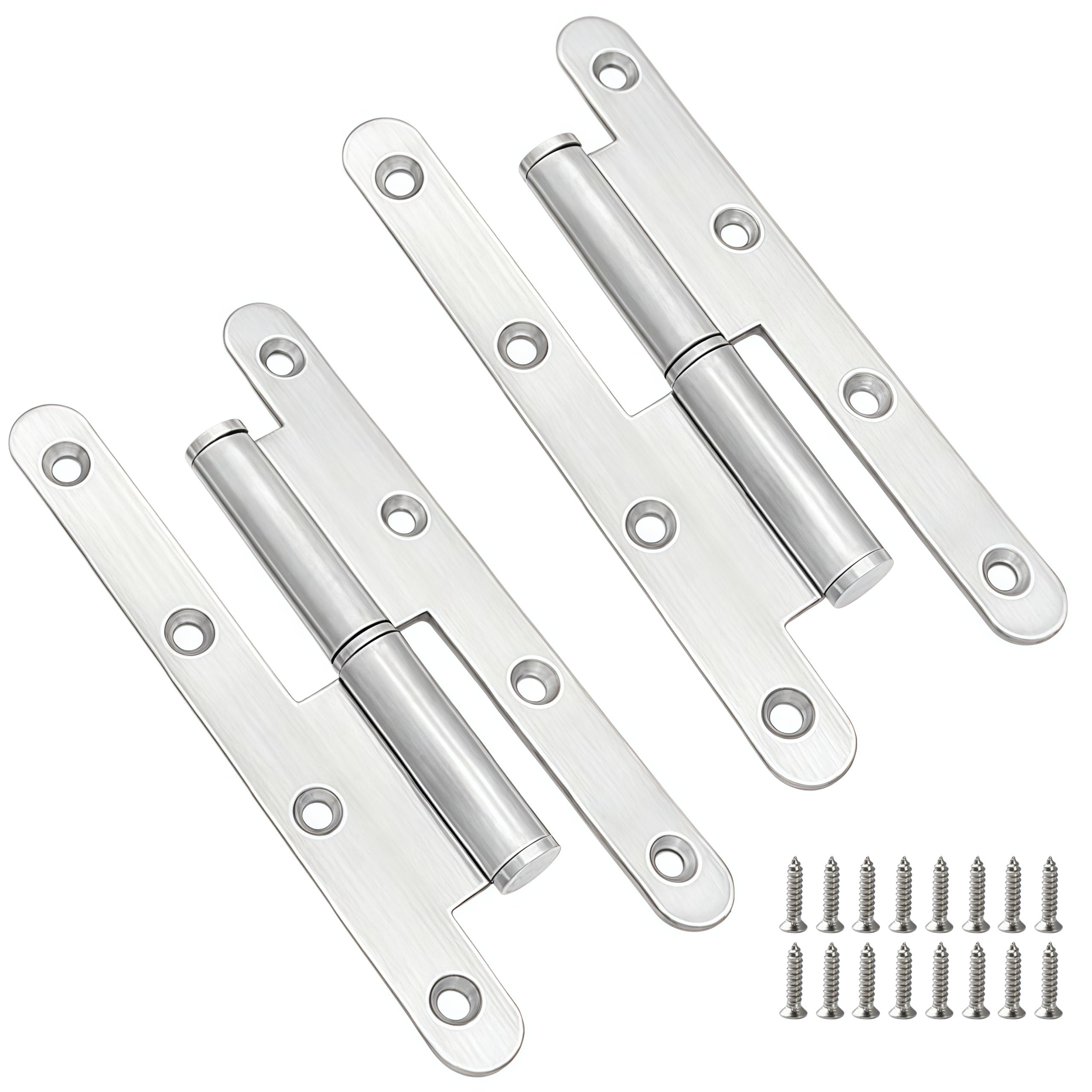 Vbnexyr Regular Hinge 2 Pack Of Stainless Steel Rounded Corner Folding Detachable Hinges With Bearings For Fire Doors 5.5 X 2.36 Inches H Type Right Opening Model