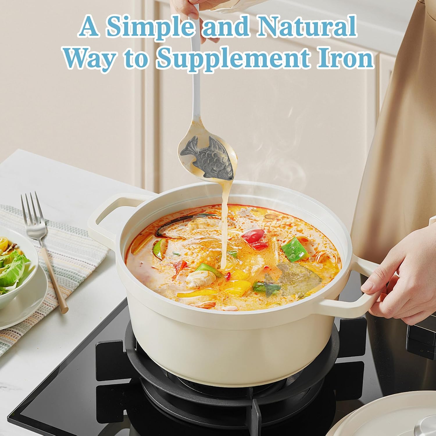 2 PCS Iron Fish - LIKEYO Lucky Iron Fish for Cooking, Pez De Hierro, Natural Sources of Fe, Safe Cooking Tools with Plastic Box and Rope, Fe Supplement for Pregnant Women Anemia Vegans
