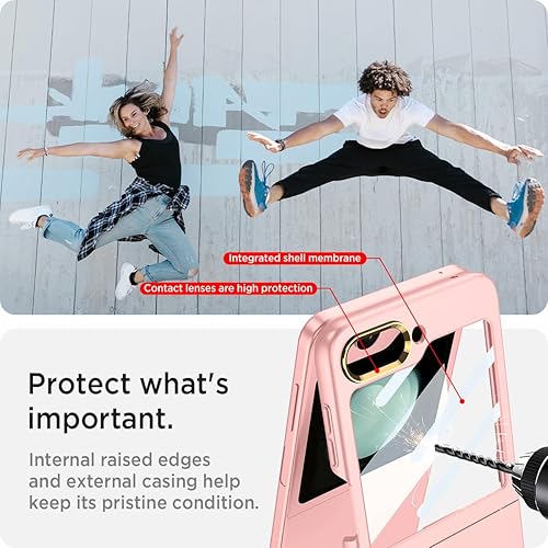 Miniatura 4 de Miimall Funda para Samsung Galaxy Z Flip 5 con protector de pantalla, textura ultra delgada al tacto, protector de pantalla de alta transparencia