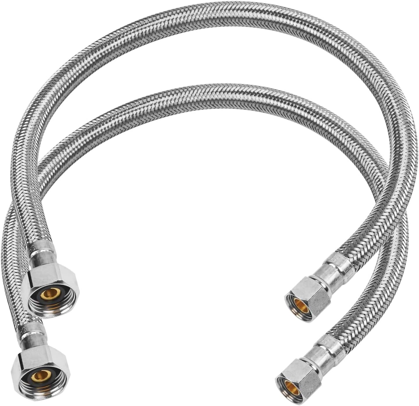 20" Faucet Supply Line, 3/8" Comp x 1/2" FIP Stainless Steel Kitchen Faucet Hose Connector, For Small Kitchen Sink with Short Distance (2-Pack)