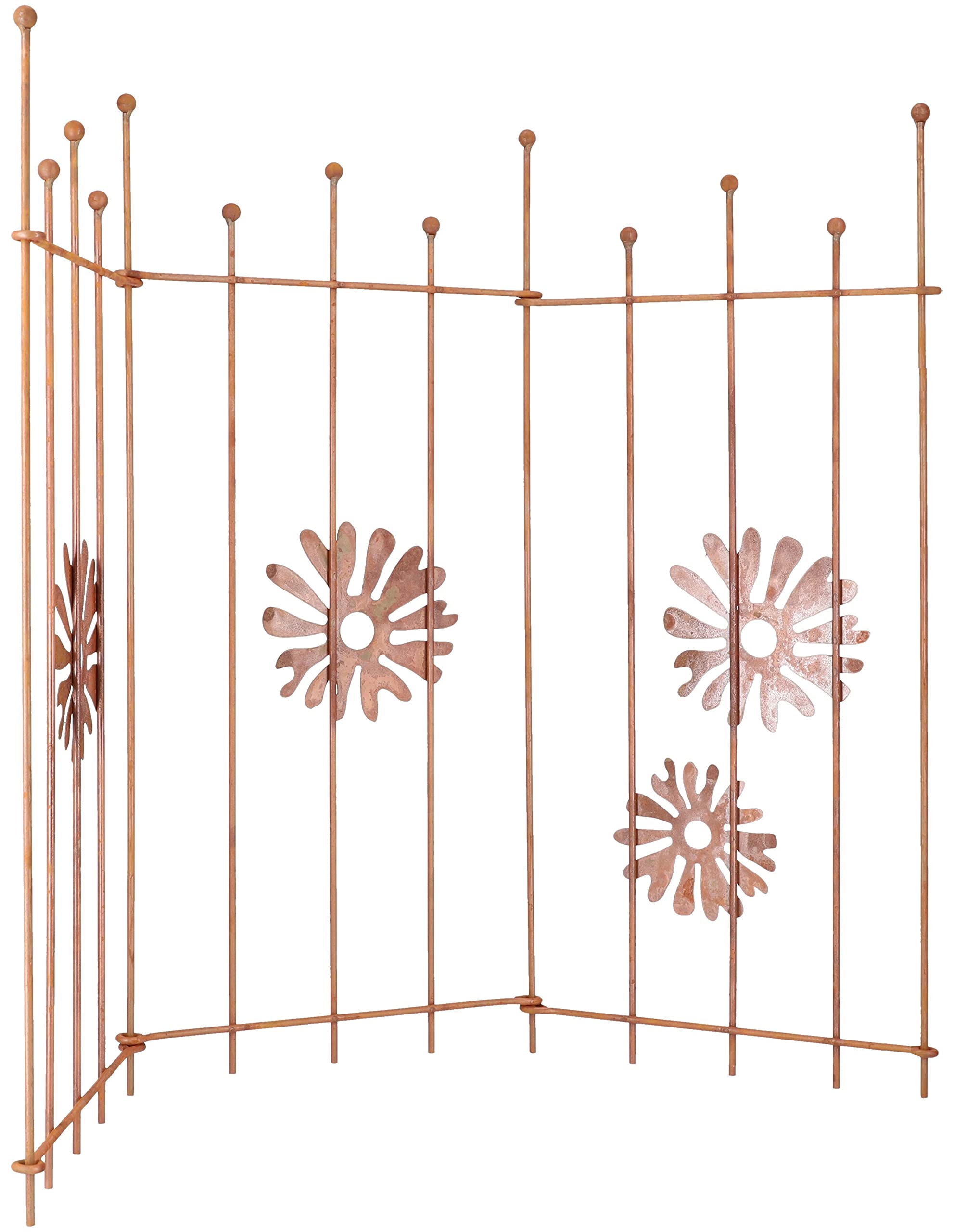 KOTARBAU® Edelrost Gartenzaun Beetzaun Zaunelement 3X | 120 x 46 cm | Rankhilfe Palisade Rost-Dekor Metall-Rankgitter