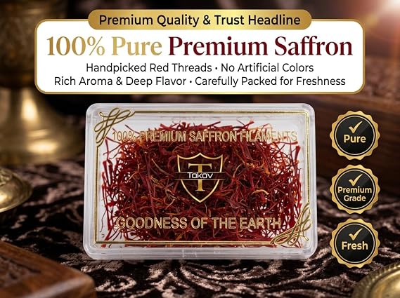 Premium Spanish Saffron 1 Gram – Pure Hand-Selected All-Red Threads – High Colouring Strength & Intense Aroma – Natural Grade Kesar for Tea, Rice, Paella, Biryani & Desserts