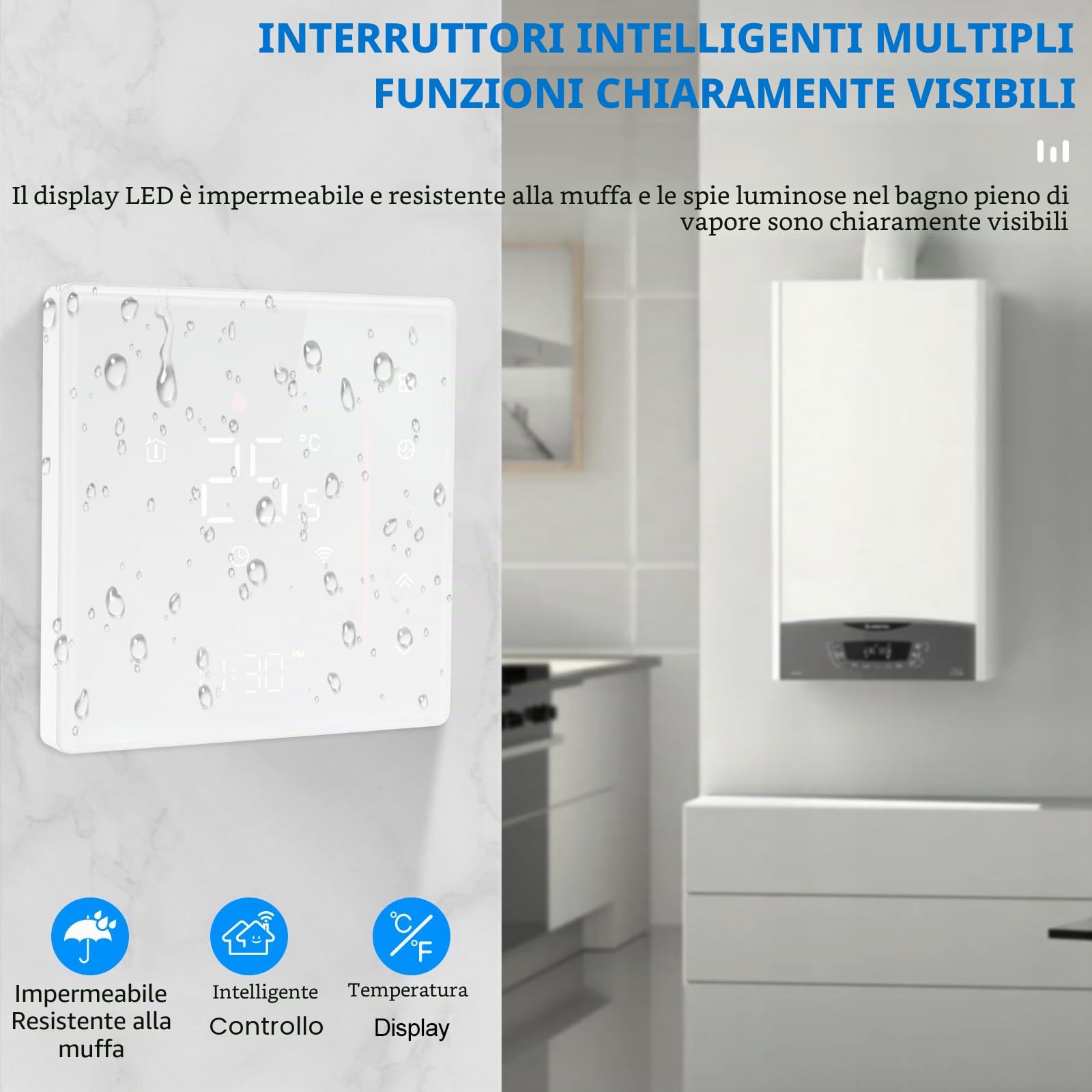 Jadeshay Termostato Caldaia WiFi Termostato Digitale Programmabile 5+1+1 Giorni con Schermo LCD Contatto Pulito 5A 230V Compatibile con Alexa e Google Home Controllo Remoto tramite Smart Life