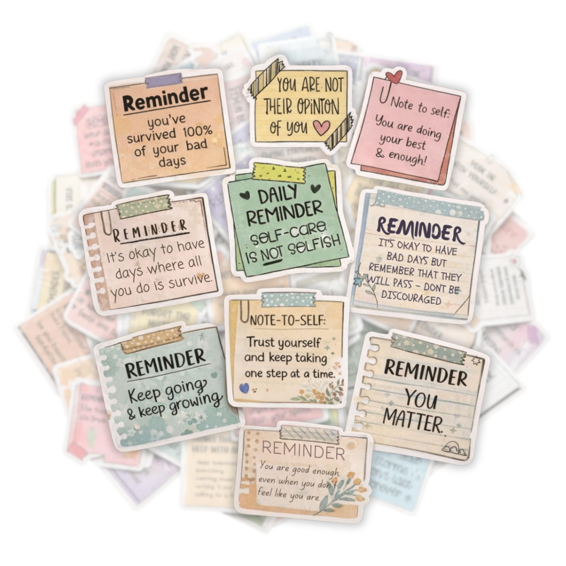 50 Positive Affirmation Stickers for Teens & Women โ Aesthetic Mental Health & Self Care Quotes for Journals, Water Bottles, Scrapbooks & Gifts (50 Pack)