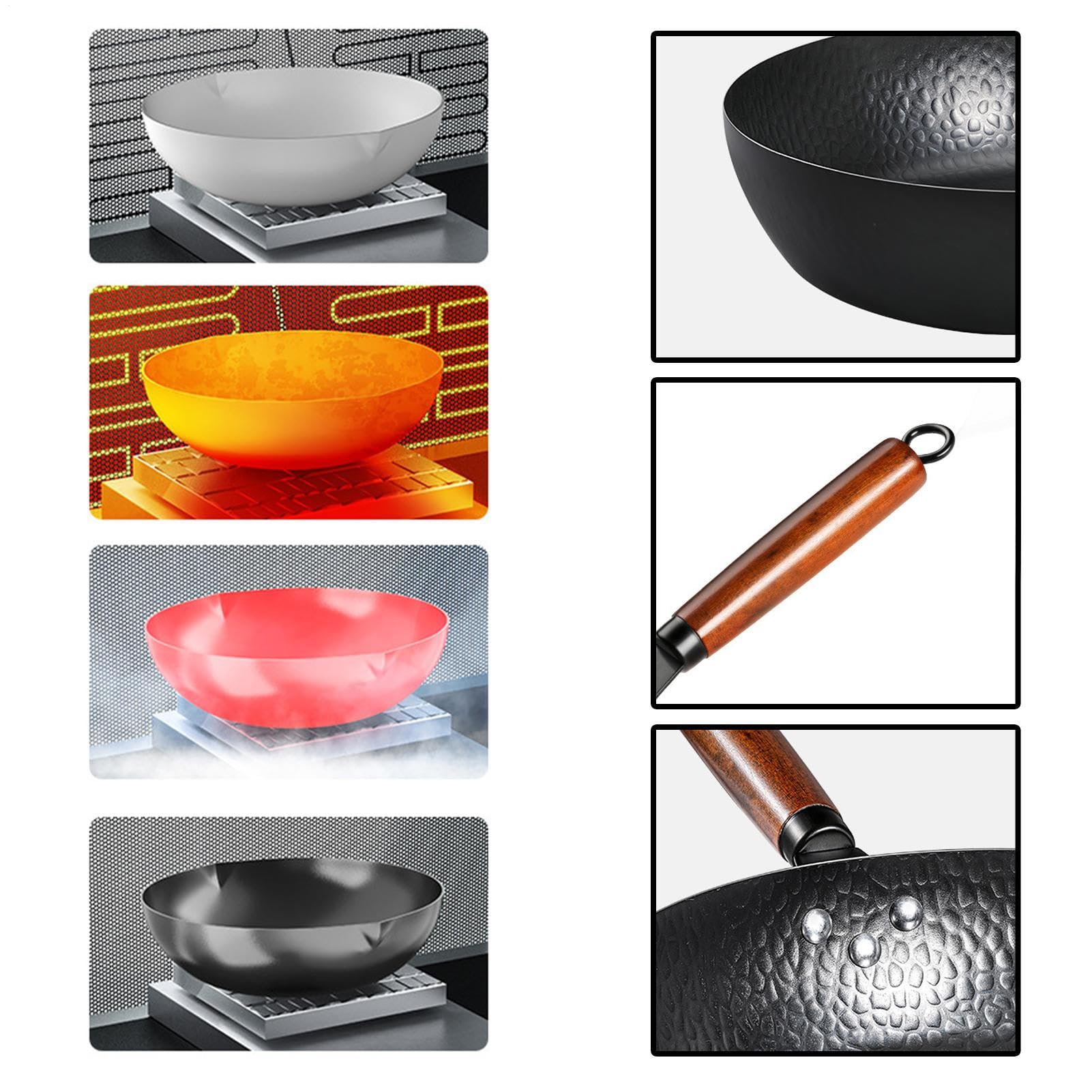 Generisch Non Stick Frying Pan, ręcznie robiony młotek Skillet, kompatybilny z płytą indukcyjną, w zestawie trwała powłoka do domu, mieszkania, na kemping, śniadanie, 2,76