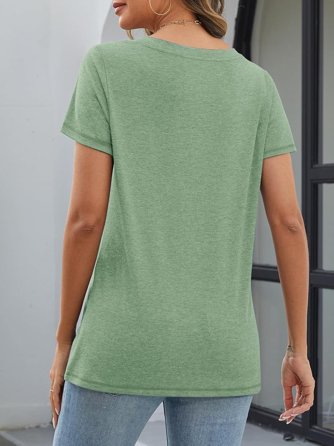 Womens T Shirts Short Sleeve V Neck Tops with Pockets Summer Fashion Trendy Soft Casual Comfy Outfits Clothes 2026 - Image 3