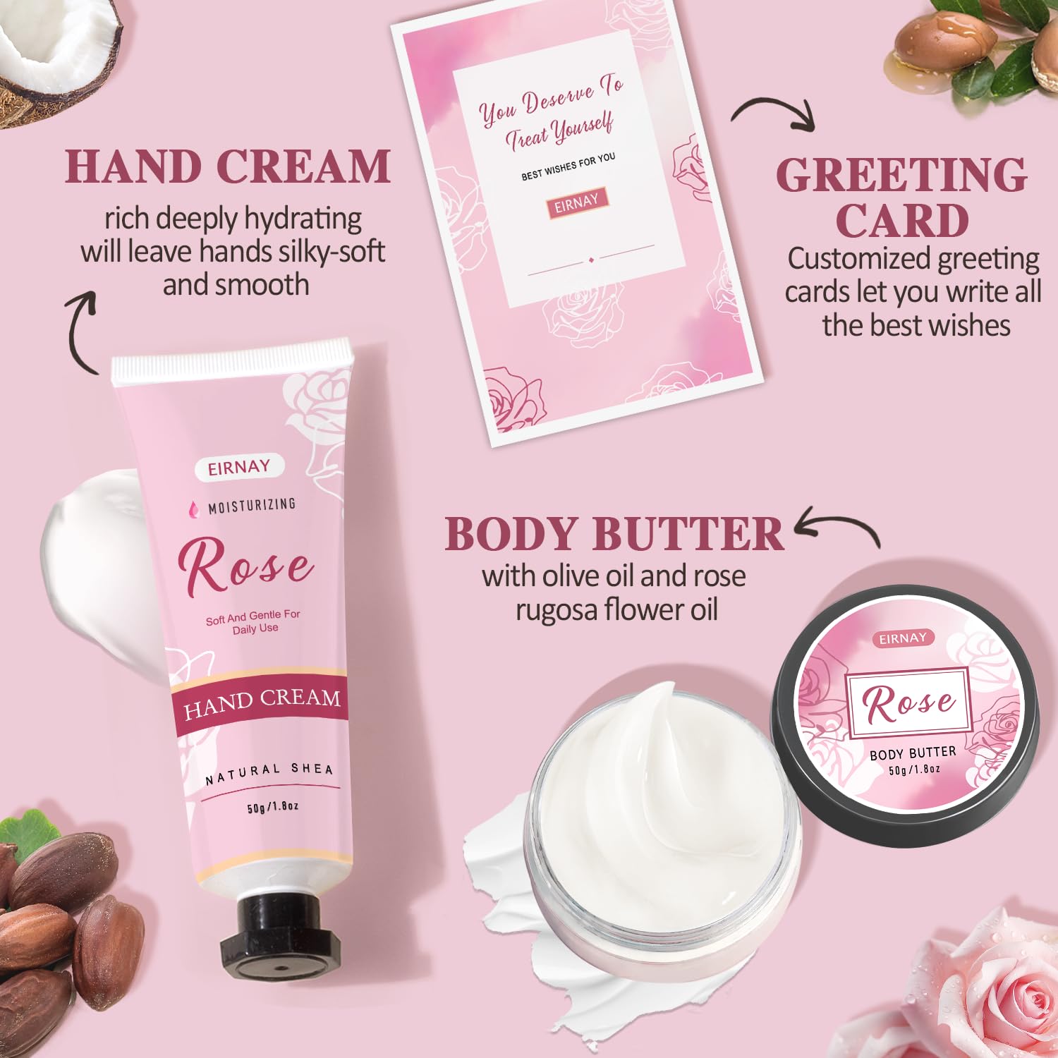 Gifts for Women, 12 PCS Birthday Gifts for Women Rose Relaxing Spa Basket Self Care Package for Her Mom Sister Wife Friend Unique Mothers Day Valentine Gift Ideal - Image 4