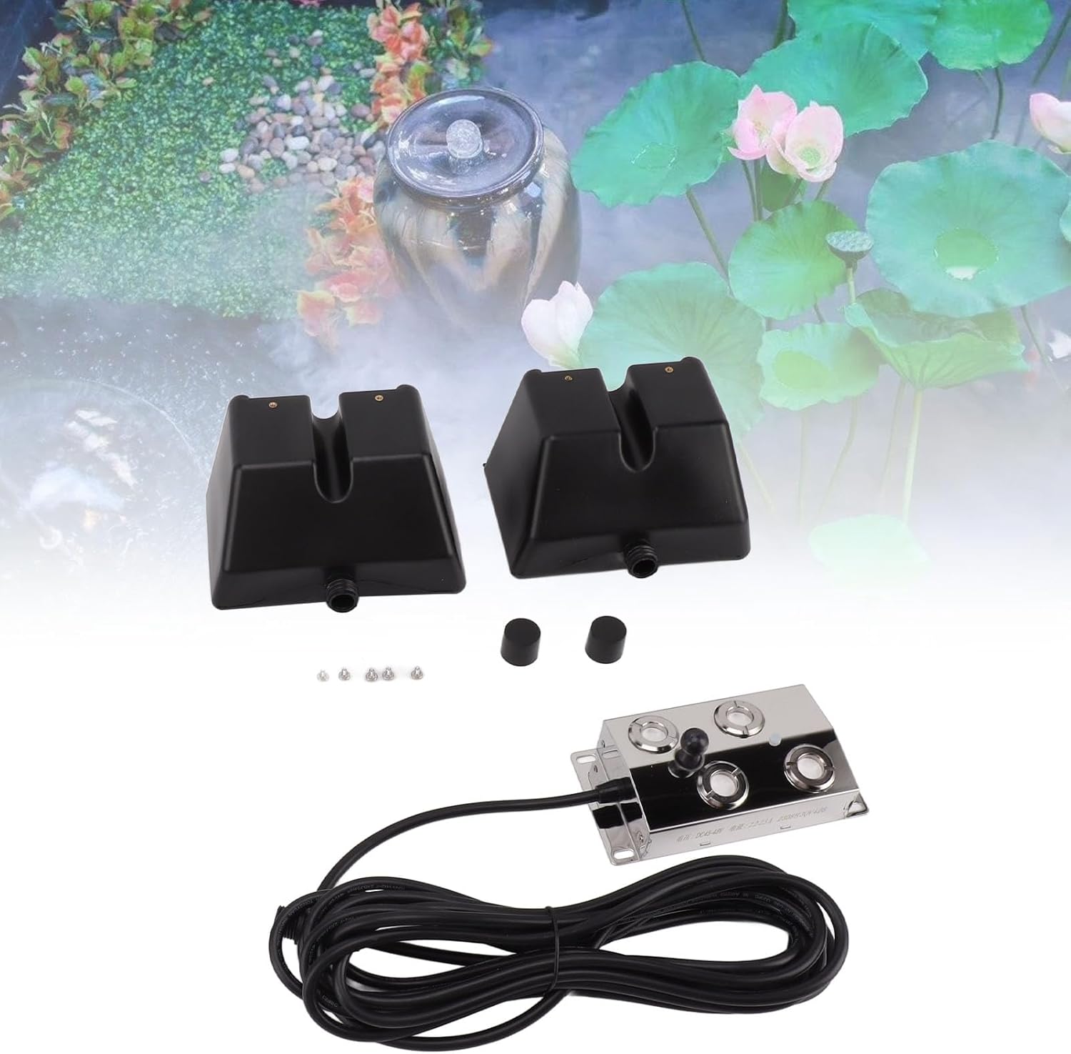 Pomya 4 Ultrasonic Fog Machine, 3.2A DC 48V Mist Maker Fogger 150W High Sensitivity Better Heat Dissipation 4 Heads for Pool (US Plug 110V)