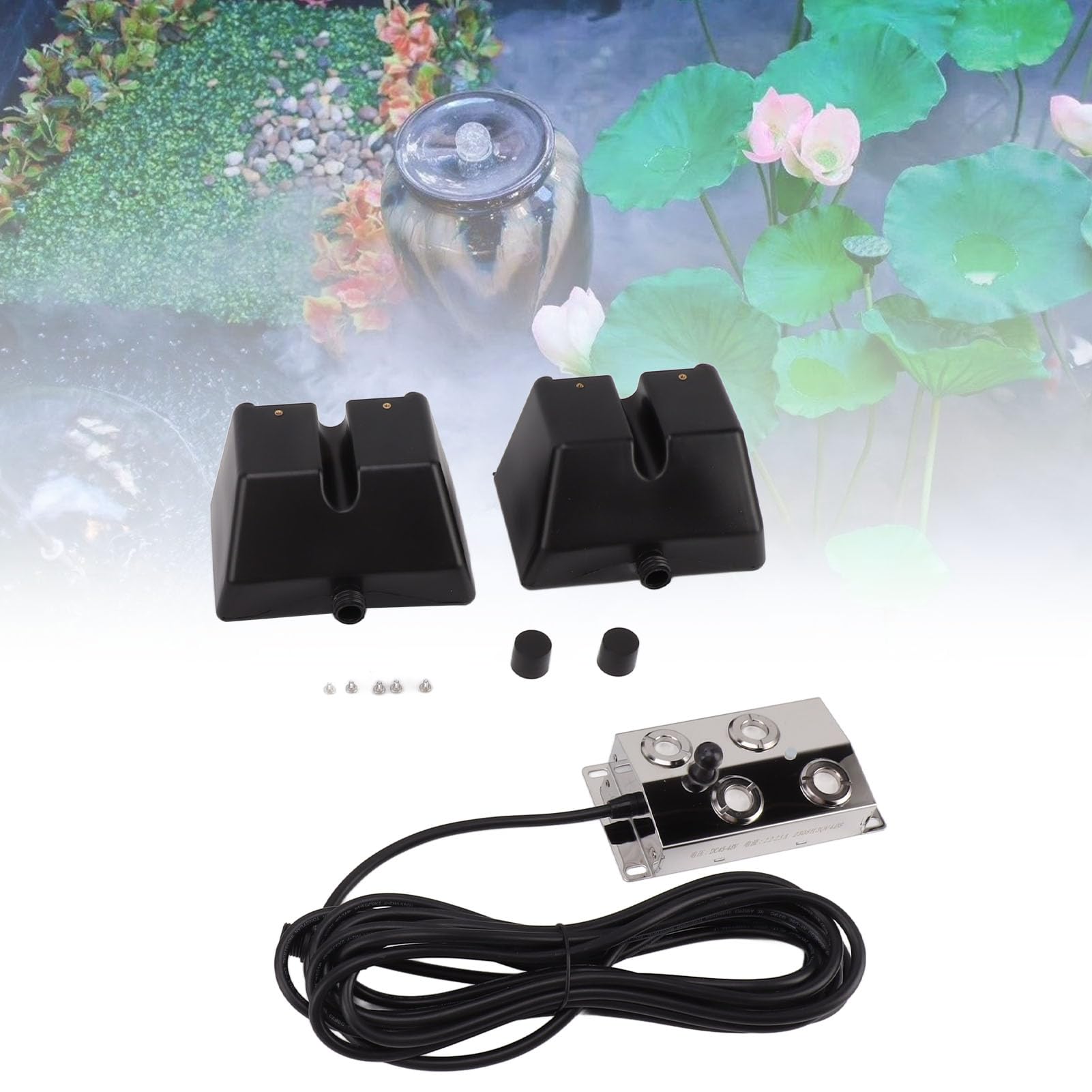 4 Ultrasonic Fog Machine, 3.2A DC 48V Mist Maker Fogger 150W High Sensitivity Better Heat Dissipation 4 Heads for Pool (US Plug 110V)