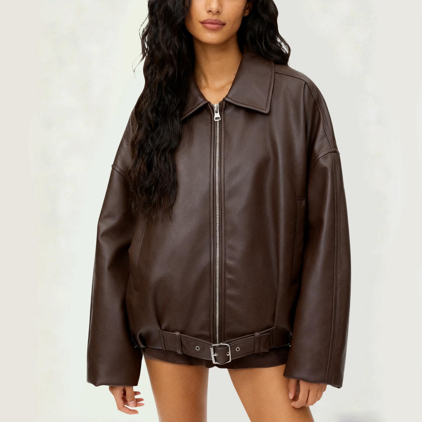 Générique Damen-Strickjacke – Trenchcoat für Damen, modisch, kurz, Softshell, leicht, schick, langärmlig, lässig, kurz, Motorrad-Sweatshirt, für Frühling, Sommer und Herbst